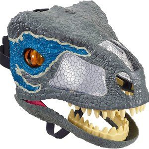 🦖 JURASSIC WORLD CHOMP 'N ROAR MASK Velociraptor "Blue" with CLAWS
